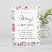 Bloemenlente waterverf bruiloft uitnodiging (Staand voorkant)