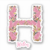 Bloemenletter H custom gesneden vinyl stickers (Voorkant)