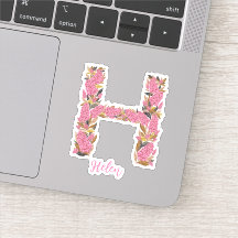 Bloemenletter H custom gesneden vinyl stickers