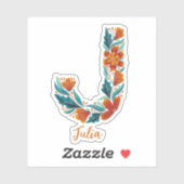 Bloemenletter J custom gesneden vinyl stickers (Vel)