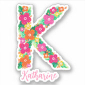 Bloemenletter K op maat gesneden vinyl stickers (Voorkant)