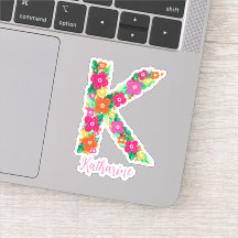 Bloemenletter K op maat gesneden vinyl stickers