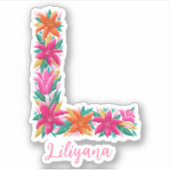 Bloemenletter L op maat gesneden vinyl stickers (Voorkant)