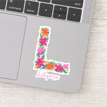 Bloemenletter L op maat gesneden vinyl stickers