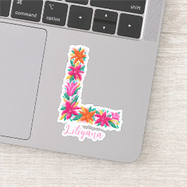 Bloemenletter L op maat gesneden vinyl stickers