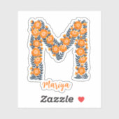 Bloemenletter M custom gesneden vinyl stickers (Vel)