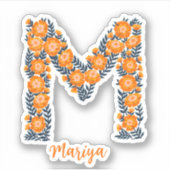 Bloemenletter M custom gesneden vinyl stickers (Voorkant)