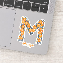 Bloemenletter M custom gesneden vinyl stickers