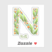 Bloemenletter N custom gesneden vinyl stickers (Vel)