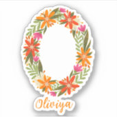 Bloemenletter O op maat gesneden vinyl stickers (Voorkant)