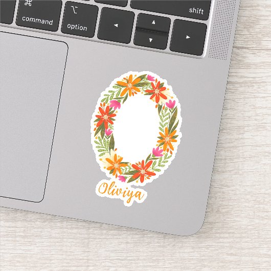 Bloemenletter O op maat gesneden vinyl stickers (Detail)