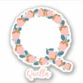 Bloemenletter Q custom gesneden vinyl stickers (Voorkant)