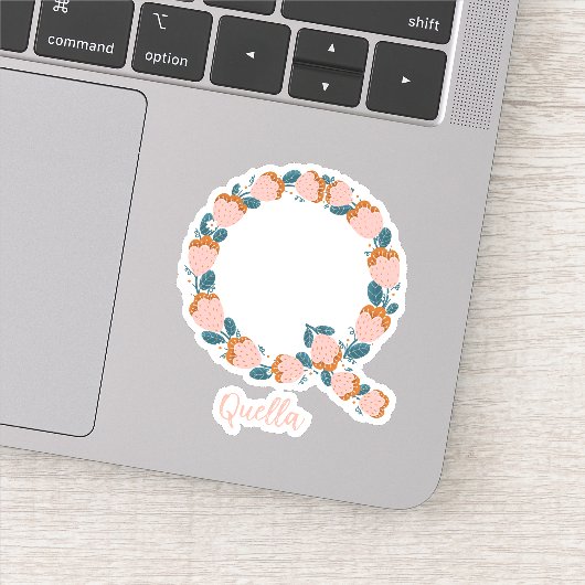 Bloemenletter Q custom gesneden vinyl stickers (Detail)
