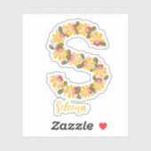 Bloemenletter S op maat gesneden vinyl stickers (Vel)