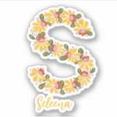 Bloemenletter S op maat gesneden vinyl stickers (Voorkant)