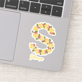 Bloemenletter S op maat gesneden vinyl stickers