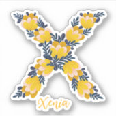 Bloemenletter X op maat gesneden vinyl stickers (Voorkant)