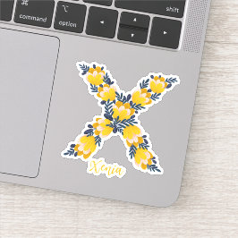 Bloemenletter X op maat gesneden vinyl stickers