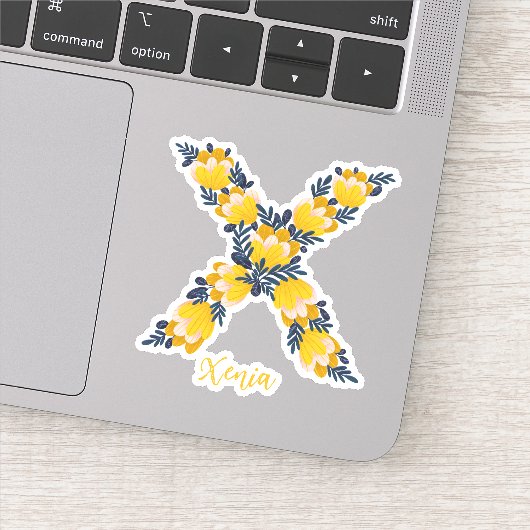 Bloemenletter X op maat gesneden vinyl stickers (Detail)