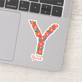 Bloemenletter Y op maat gesneden vinyl stickers