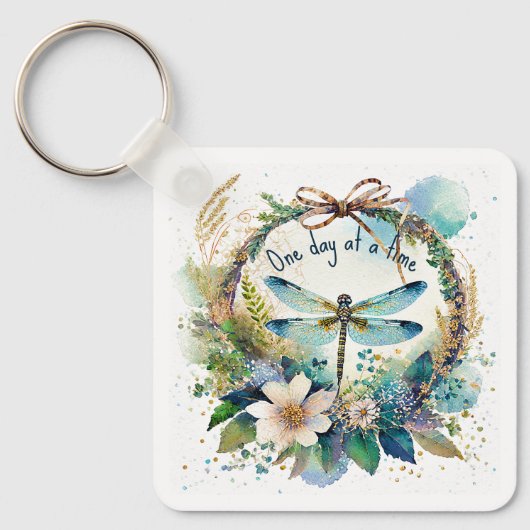 Bloemenlibel Eén dag tegelijk Sleutelhanger (Voorkant)