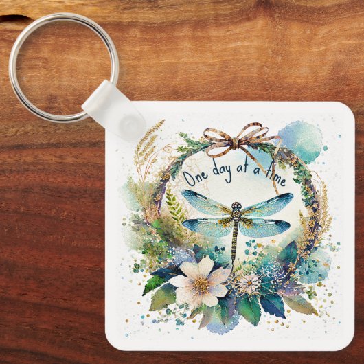 Bloemenlibel Eén dag tegelijk Sleutelhanger (Voorkant)