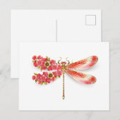 Bloemenlibel met sieraden sakura aankondigingskaart (Voorkant / Achterkant)