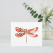 Bloemenlibel met sieraden sakura aankondigingskaart (Staand voorkant)
