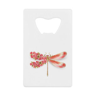 Bloemenlibel met sieraden sakura creditkaart flessenopener