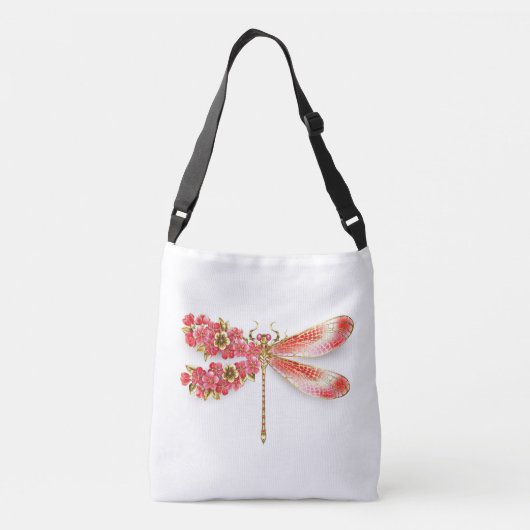 Bloemenlibel met sieraden sakura crossbody tas (Achterkant)