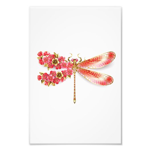 Bloemenlibel met sieraden sakura foto afdruk (Voorkant)