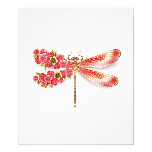Bloemenlibel met sieraden sakura foto afdruk (Voorkant)