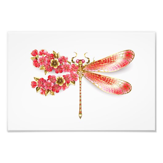 Bloemenlibel met sieraden sakura foto afdruk (Voorkant)