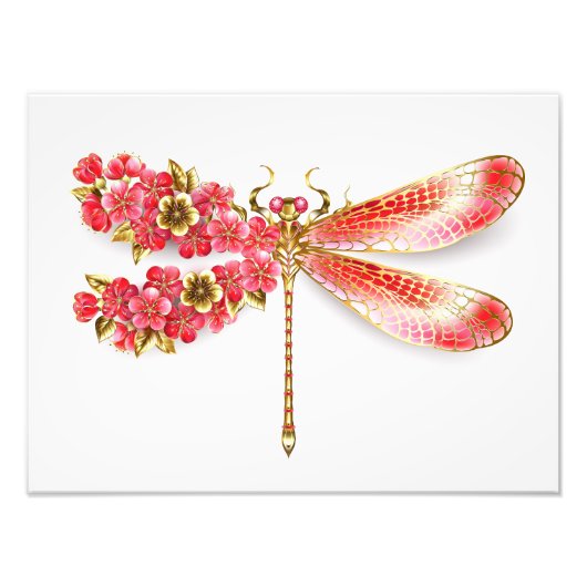 Bloemenlibel met sieraden sakura foto afdruk (Voorkant)