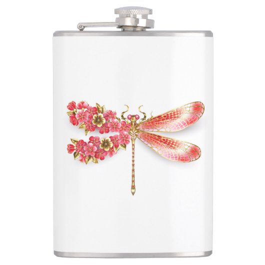 Bloemenlibel met sieraden sakura heupfles (Voorkant)