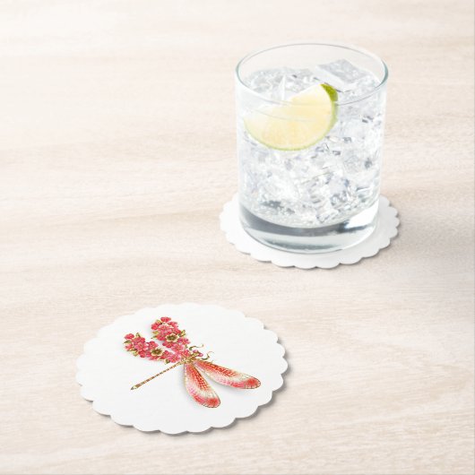 Bloemenlibel met sieraden sakura kartonnen onderzetters (Insitu)