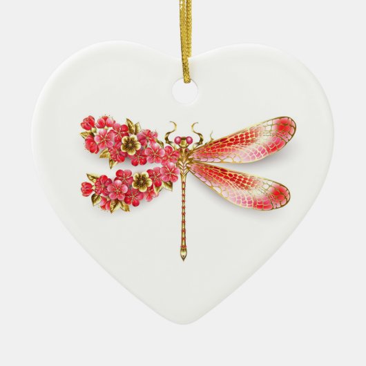 Bloemenlibel met sieraden sakura keramisch ornament (Voorkant)