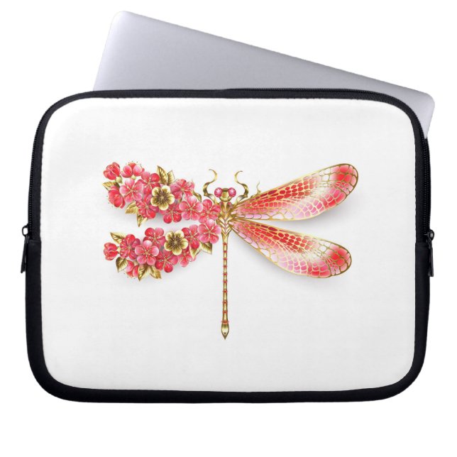 Bloemenlibel met sieraden sakura laptop sleeve (Voorkant)