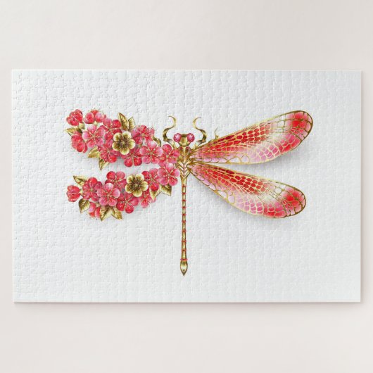 Bloemenlibel met sieraden sakura legpuzzel (Horizontaal)