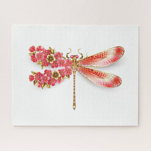 Bloemenlibel met sieraden sakura legpuzzel (Horizontaal)