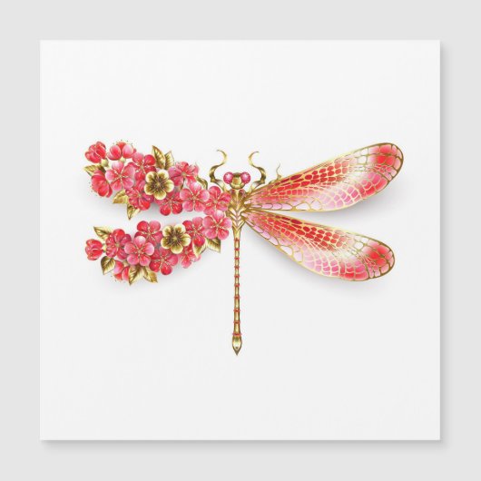 Bloemenlibel met sieraden sakura magnetische uitnodiging (Voorkant)