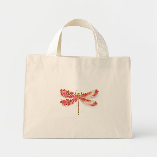 Bloemenlibel met sieraden sakura mini tote bag (Voorkant)