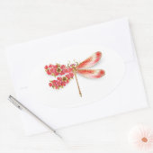 Bloemenlibel met sieraden sakura ovale sticker (Envelop)