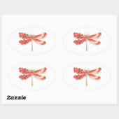 Bloemenlibel met sieraden sakura ovale sticker (Vel)