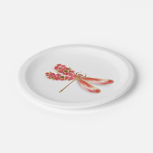 Bloemenlibel met sieraden sakura papieren bordje (Gekanteld)