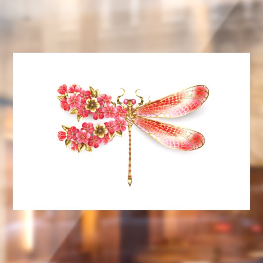 Bloemenlibel met sieraden sakura raamsticker (Vel 2)