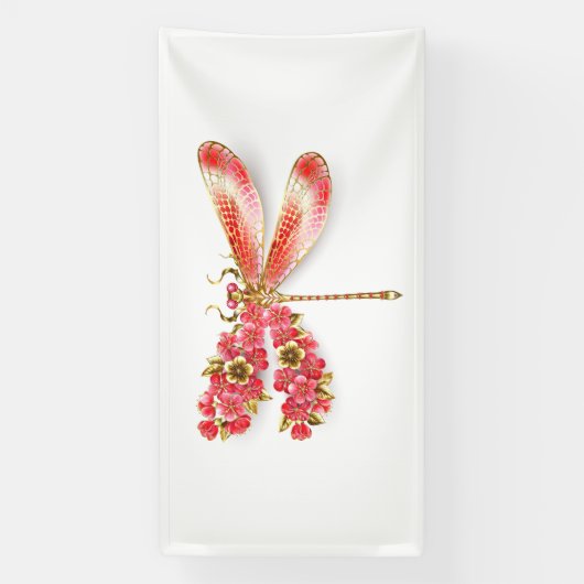 Bloemenlibel met sieraden sakura spandoek (Verticaal)