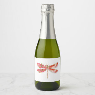 Bloemenlibel met sieraden sakura sparkling wijnetiket