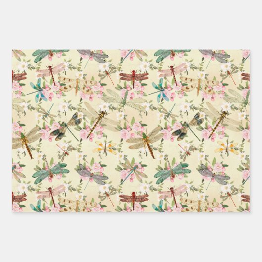 Bloemenlibellen Inpakpapier Vel (Voorkant)
