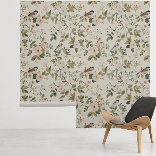 Bloemenlied Vogellicht  Patroon Behang (Creator heeft geüpload)